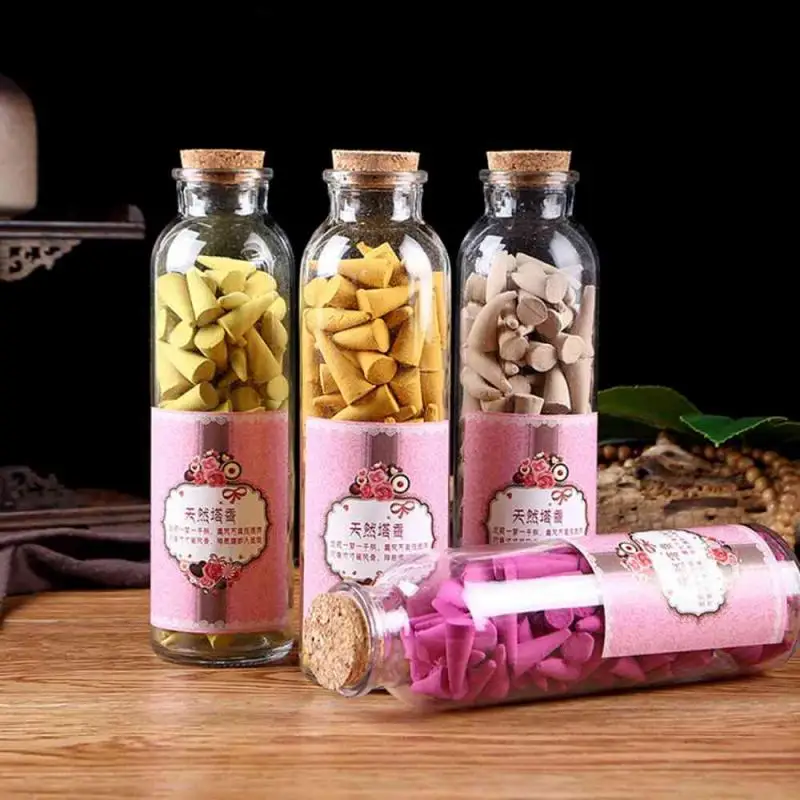 

110 Pcs/Box Floral Incense Cone With Tray Colorful Fragrance Scent Tower Incense Mixed Scent Aromatherapy Fresh Air Aroma Spice