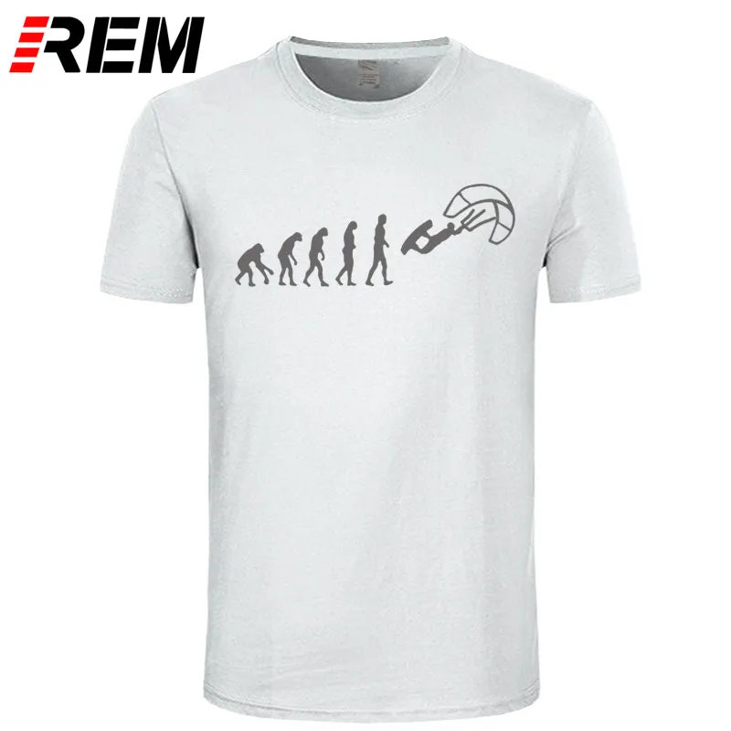 REM Funny Kitesurf Shirt-Kite Surfinger Evolution Kite Boarding, хлопок, футболка классная с принтом, облегающая футболка с буквенным принтом - Цвет: white gray