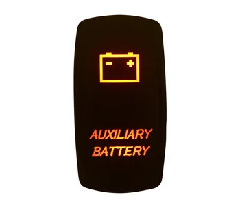 

Marine Grade Waterproof IP66 AUXILIARY BATTERY Rocker Switch AMBER Led lamp 5 Pin ON/OFF SPST DC12V 24V
