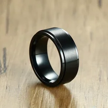 Recommend Fashion Stainless Steel Black Color Mens Spinner 8mm Rings Party Trendy Jewelry Man Ring Size 8 9 10 11 12 13 fashion stainless steel silver color men spinner ring punk jewelry personality male rings size 7 8 9 10 11 12