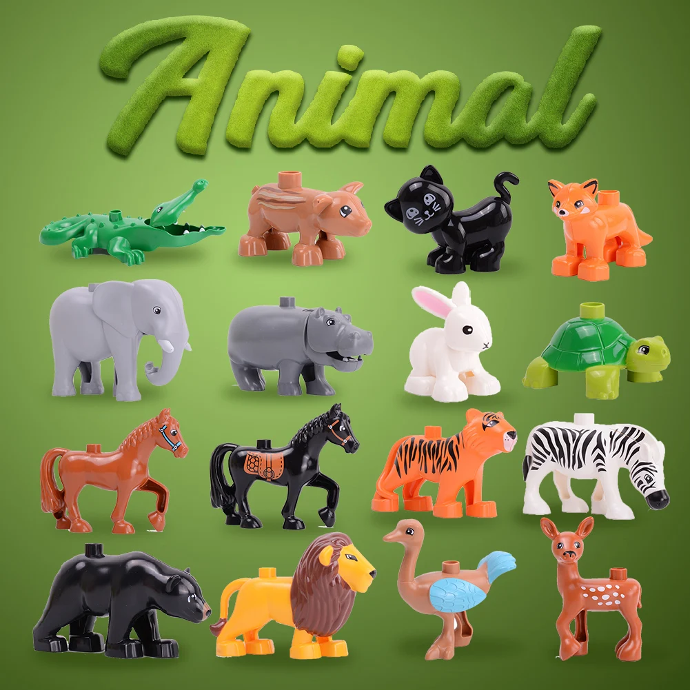 

Animal Series Model Figures Big Building Blocks Animals Educational Toys For Kids Children Gift Compatible With Legoed Duploe