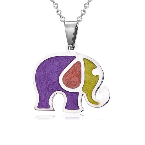 Rinhoo, мультяшное ожерелье единорога, лошади, собачья лапа, слон, нержавеющая сталь, для женщин, мужчин, детей, подарок, животное, подвеска, ожерелье - Окраска металла: elephant