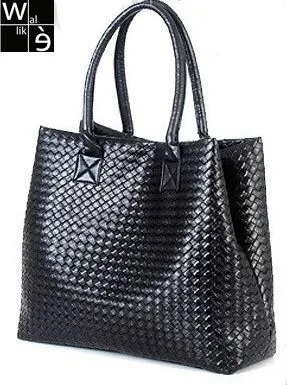 

Wallike 2017 Women's Handbag Pu Leather Tote Shoulder Bag Large Capacity Weave Messenger Bag Fashion Designer Candy Solid Colors