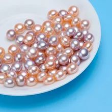 Natuurlijke Wit Roze Paars Parel Mossel Gestoomde Brood Vorm Parel 6/7/8/9/10mm losse Parel Sieraden Oorbellen Maken DIY Groothandel(China)