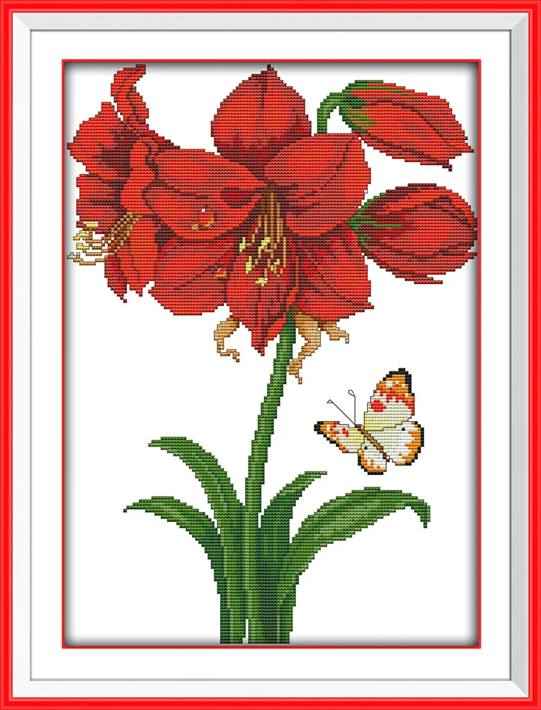 

Butterflies over Flowers (14) cross stitch kit lily 14ct 11ct count print canvas stitching embroidery DIY handmade needlework