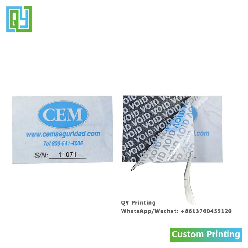 

1000pcs 40x60mm Free shipping custom printing with your own logo stickers serial number tamper evident security seal labels