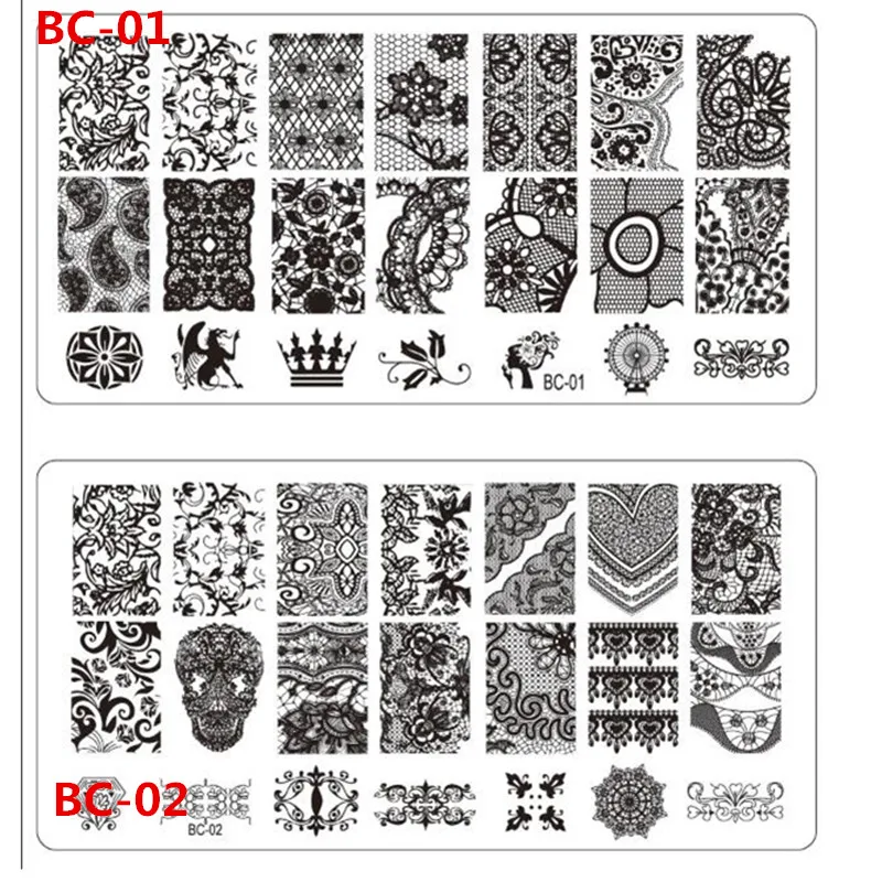 1 шт. новые BC серии 12x6 см штамповочные пластинки для ногтей сексуальные кружева DIY дизайн кончик ногтей шаблоны Маникюр Инструменты для укладки JIBC-01-20