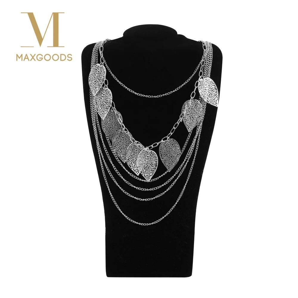 

1Pcs Chic Leaf Multilayer Necklace Pendant Necklace Fashion Bohemia Long Chain Sweater Necklace for Women Jewelry