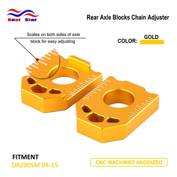 

Motorcycle CNC Gold Axle Block Chain Adjuster For Suzuki DRZ400SM DRZ400 SM DRZ 400SM 2004-2015