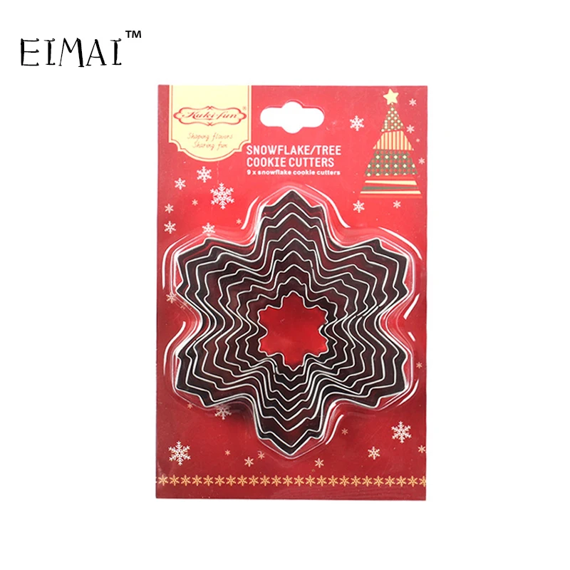 

EIMAI 9pcs/set Stainless Steel Snowflake Shape Cookie Cutter Xmas Biscuit Mould Sugarcraft Christmas Decorating Cake Mold A20