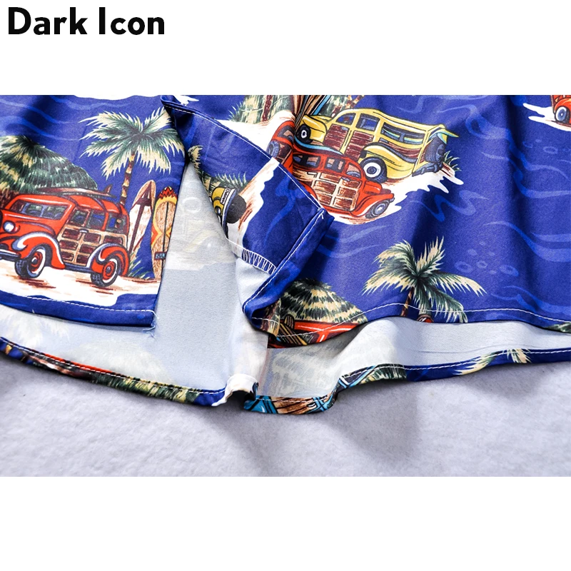 Dark Icon, Гавайский стиль, мужская рубашка с отложным воротником, короткий рукав, лето, хип-хоп рубашка, мужские пляжные рубашки, Мужской Топ