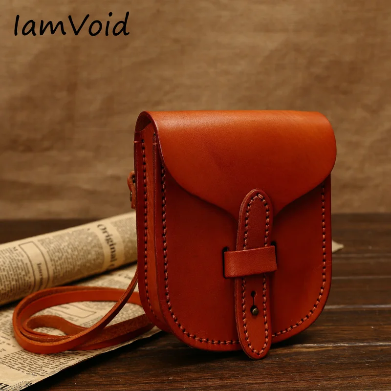 

IamVoid Vegetable Tanned Leather Waist Pack Bag Original Design Handmade Thick Genuine Leather Messenger Bag for Men and Women