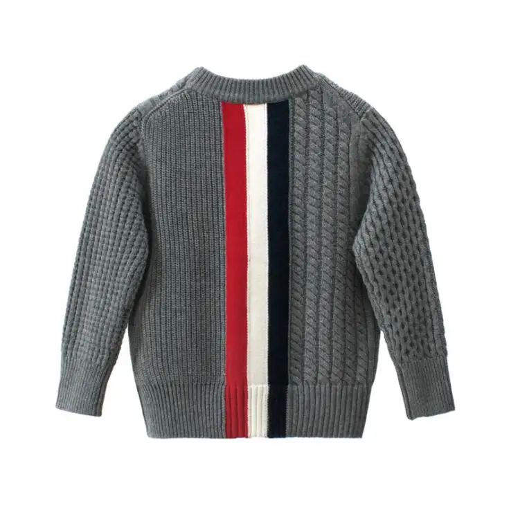 Children Sweater Cotton Twisted Knit sweater Kids Boys Sweaters Casual Baby Knitwear Sweater Autumn Winter Kids Pullover - Color: gray