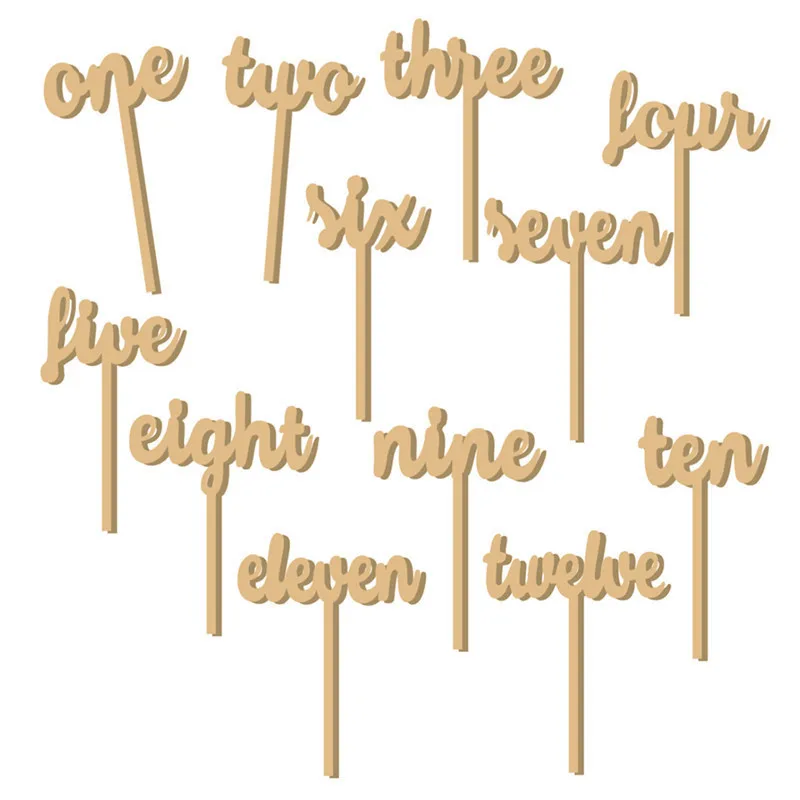 

12pcs 1-12 Wooden Table Numbers Wedding Party Supplies Place Holder Table Number Figure Card Digital Seat Birthday Party Decor