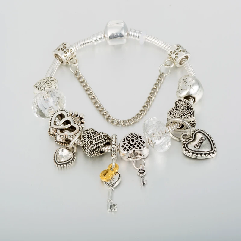 

ANNAPAER De Moda 2019 Handmade Charm Bracelet for Love Bead With Key DIY Jewelry for Women Female Personality Jewelry B19079