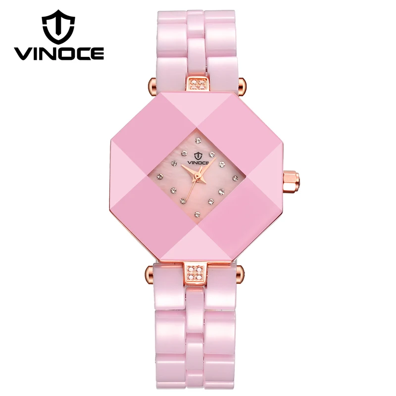 

VINOCE Women Watches Elegant Ladies Ceramic Bracelet Watches Reloj Mujer 2018 Top Brand Luxury Crystal Women Quartz Watch 633228