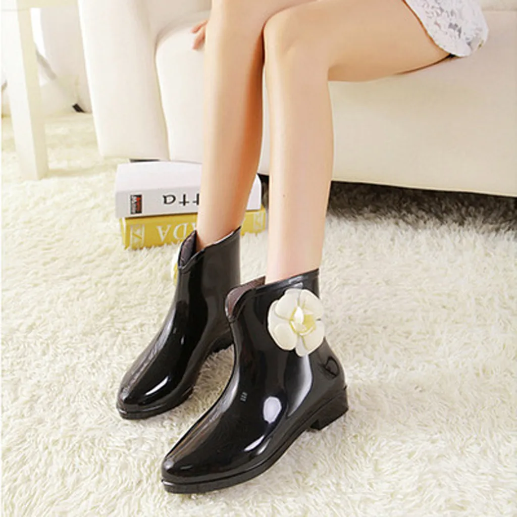 

European Style Women's Rain Boots Wedge Heel Short Tube Rain Boots Non-slip Waterproof Water shoes woman zapatos de mujer