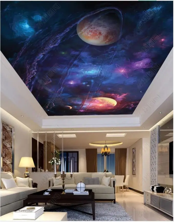 

Custom photo wallpaper 3d ceiling wallpaper murals Sky universe planet space living room bedroom ceiling zenith mural wall paper