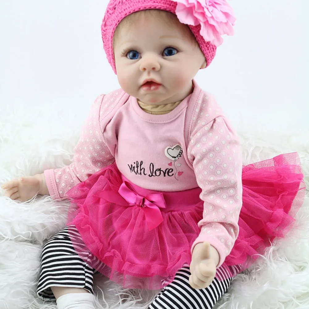 

55cm Reborn Baby Doll Girls Playmate Non-toxic Safe Cloth Body Soft Silicone Vinyl Newbron Baby Doll Toys Children Play Gift