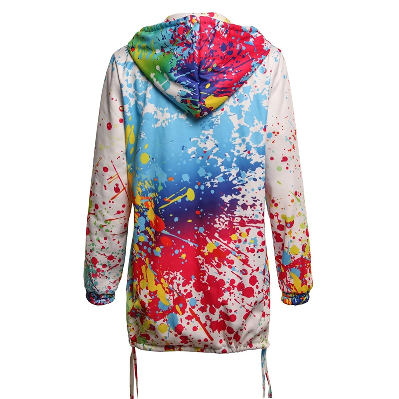 Women Autumn Winter Plus Size Printed Jacket Female Hooded Cashmere Cardigan Sweater Hoodies Coat Ladies Zipper Fashion Tops