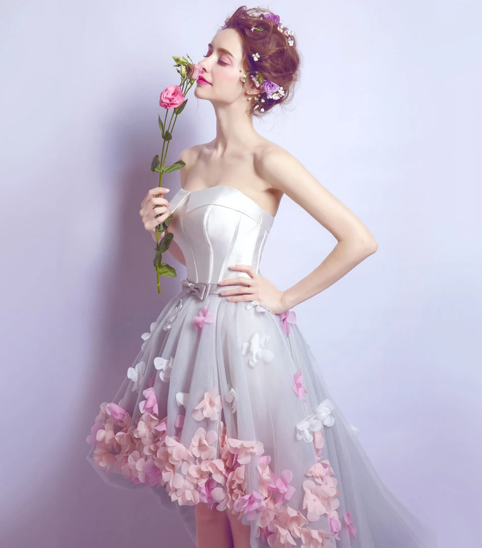 white  flowers high-low graduation-dresses-for-high-school