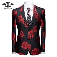 Plyesxale черный, красный цветочный Мужской Блейзер свадебные блейзеры для Для мужчин элегантное для вечеринки, для выпускного сцены Блейзер Masculino дропшиппинг Q12
