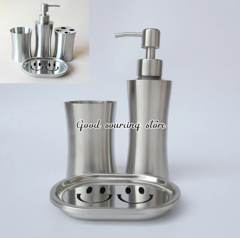 three / four-piece 304 stainless steel sanitary ware suite bathroom accessory set