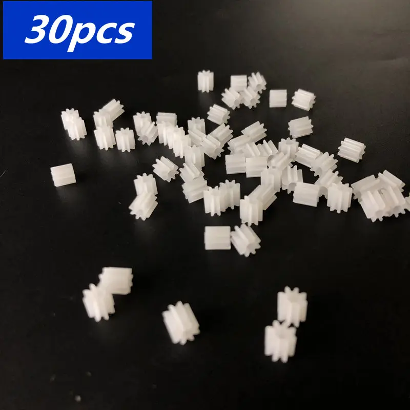 

30Pcs 8-2A 0.5 Modulus 9 Teeth Plastic Gear Cog for 2mm Toy Car Motor Shaft Mini Plastic Motor Shaft Gear High Quality toy gear