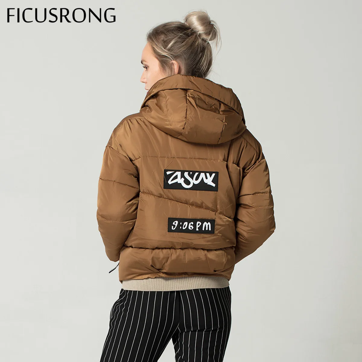 FICUSRONG New Fashion Winter Jacket Women Parkas Thick Outerwear Womens Hooded Coats Female Slim Cotton Padded Basic Jacket Tops