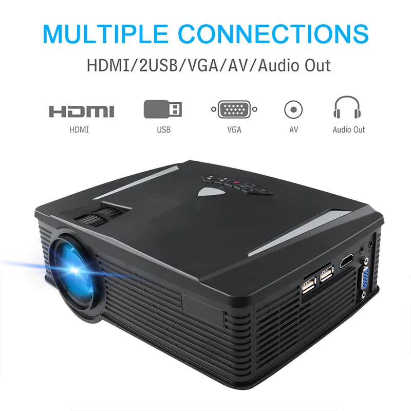 

HD 1080P Projector HDMI USB VGA AV Audio Out For Mobile Phone Home Outdoor Gaming XXM8