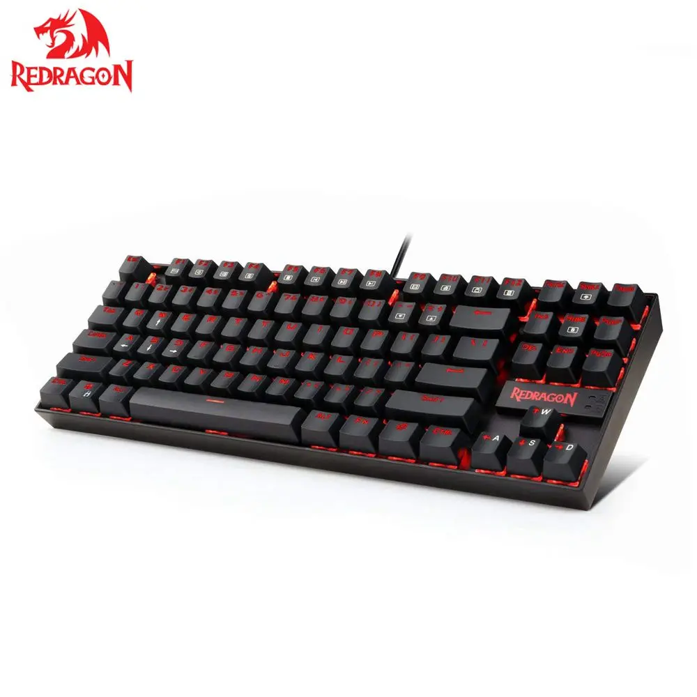 Redragon K552 KUMARA Механическая игровая клавиатура 87 клавиш с красной подсветкой геймерская клавиатура