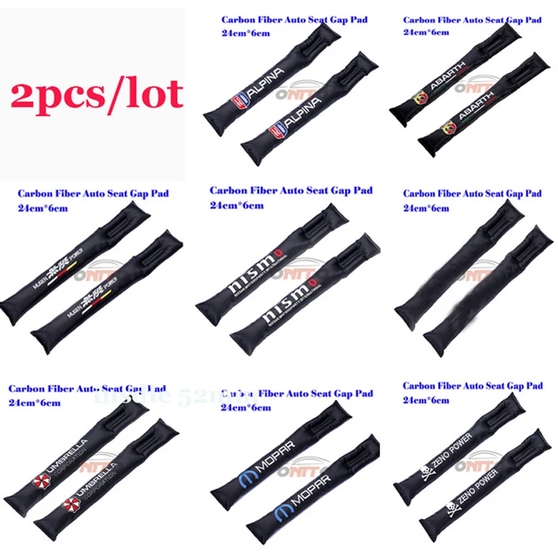 

Car styling 2pcs /lot Carbon /PU Car Seat Gaps Plug Auto Crevice Inserts Protection Padding emblem Seat Gaps Fit All car brand