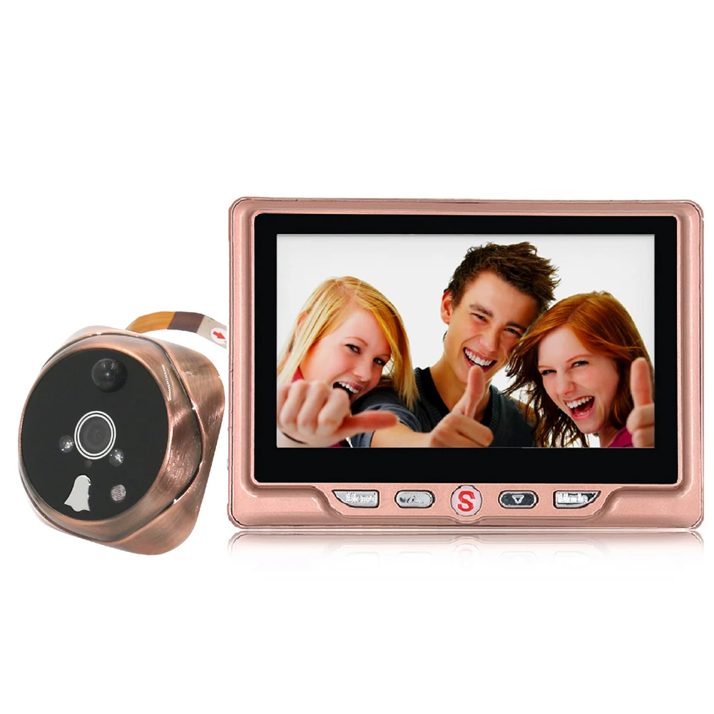 

4.3" Night Vision Intelligent Peephole Viewer Home Security Camera LCD Display Gold Color Digital Door Peephole Viewer Doorbell