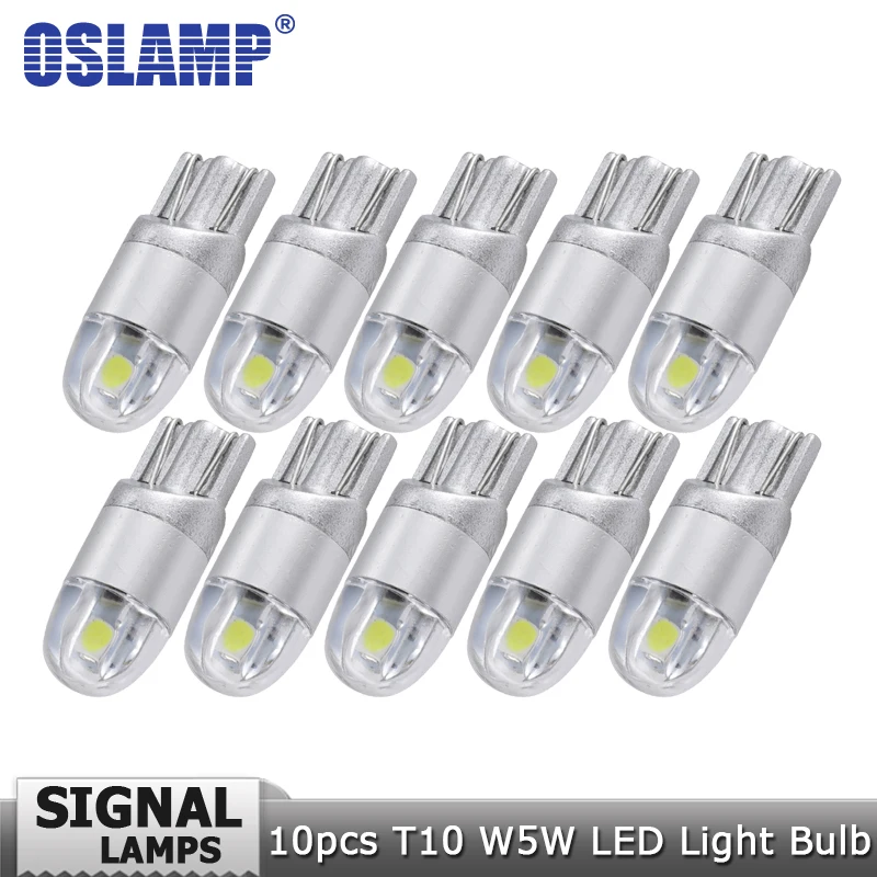 

Oslamp 10pcs/lot T10 W5W 194 Car Led Signal Light Bulb White 12v Clearance Light Turn Signal Light Reading Dashboard Door Light