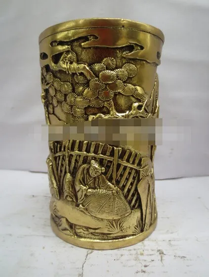 YM 309 christmas decorations for home+ Collectible Chinese Brass Carved Old Man Wang Xizhi And Goose Pen Holder | Дом и сад
