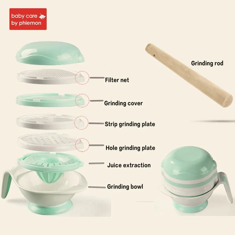 BabyCare 8 in 1 Baby Food Mills and Container Bowl Set Grinding For