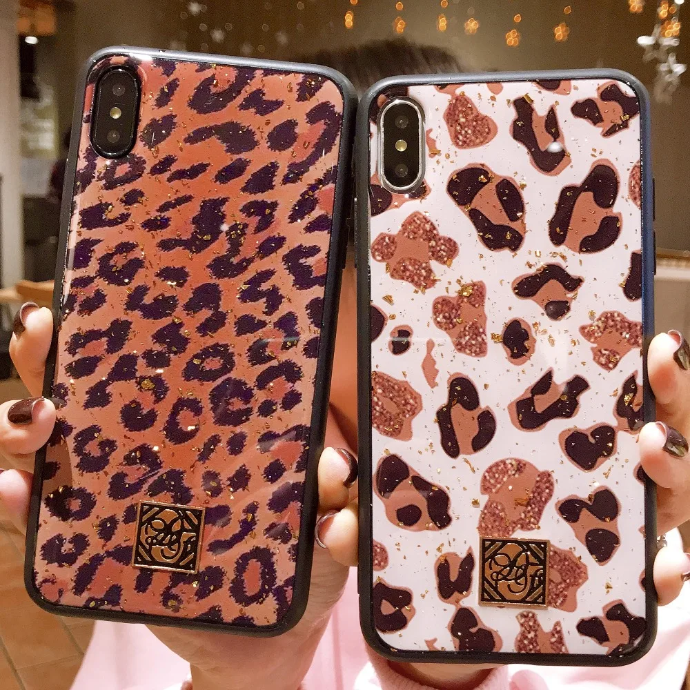 

Glitter Fashion Tiger Leopard Print Panther Photo Soft Phone Case For iPhone 7 6 6S plus 8 8plus X xs max xr Mobile Phone Shell