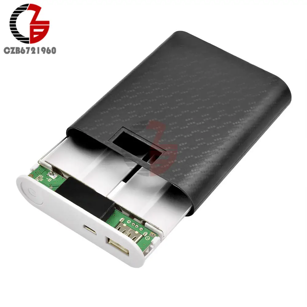 Black 12000mAh 4X18650 power Bank чехол Мобильная usb-батарея зарядное устройство DIY коробка корпус ЖК-дисплей для iPhone Xiaomi Android Зарядка телефона - Цвет: Black
