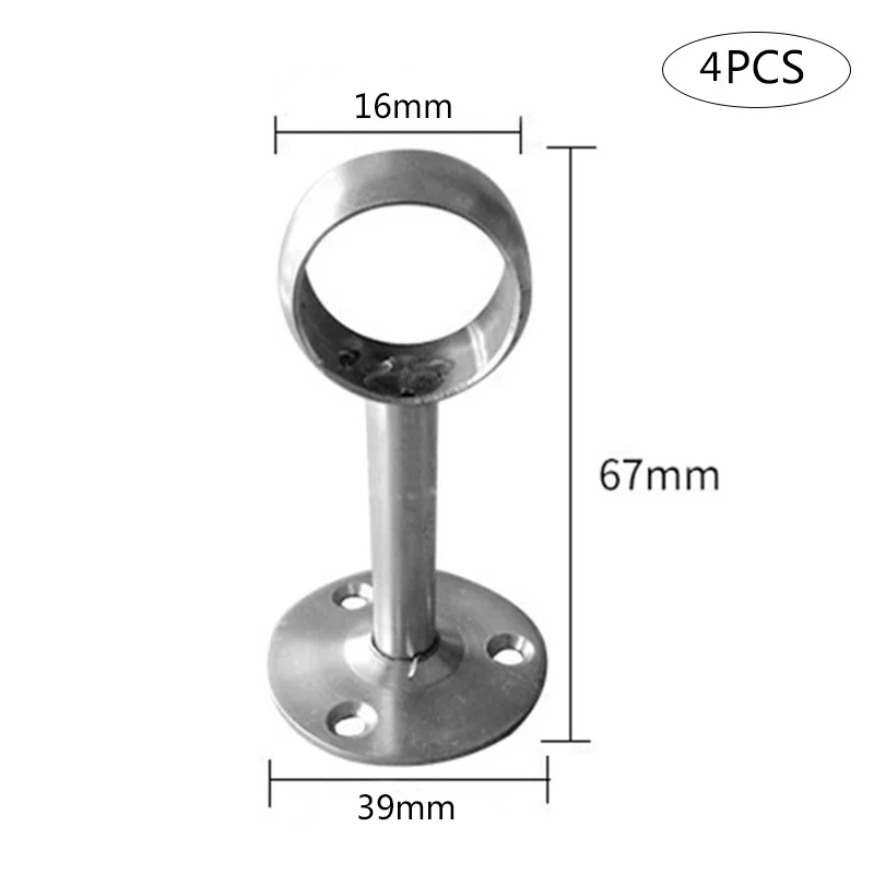 High 4 Pcs Shower Curtain Closet Rod Holder Pipe Flange Socket Ceiling Mount Bracket Stainless Steel LG66