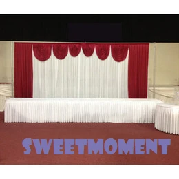 

3x6m Premium Wedding Backdrop for Wedding Decoration Wedding Drape curtain with RED Detachable Swag Free shipping