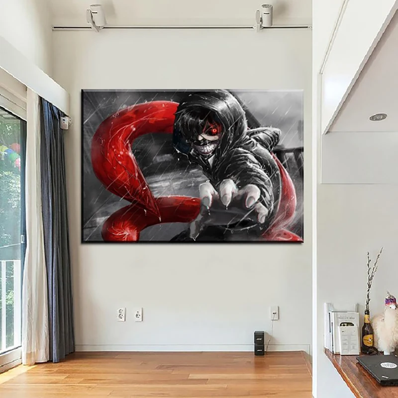 

Canvas Picture Home Decor 1 Pcs Tokyo Ghoul Painting Anime Wall Art Prints Mask Ken Kaneki Poster Modular Living Room Frame