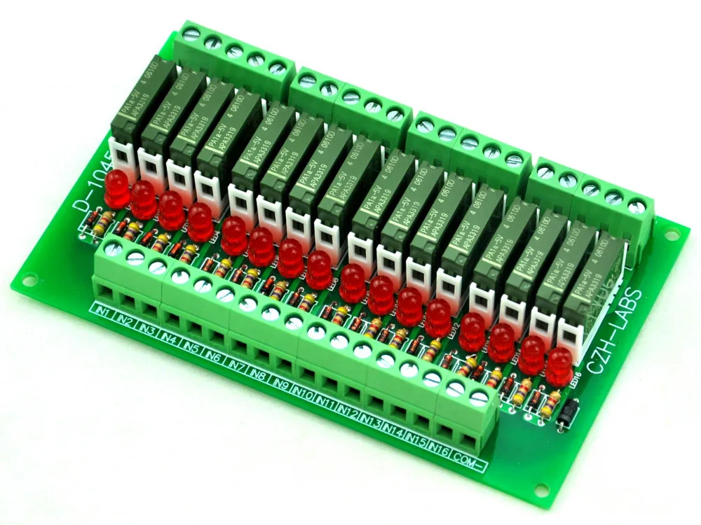 

Slim Panel Mount DC5V Source/PNP 16 SPST-NO 5A Power Relay Module, APAN3105