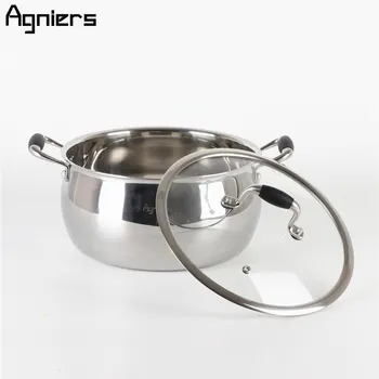 

Agniers Stock Pot 20cm Silicone Handle Cooking Tool Multi-Ply Stainless steel Clad Soup Pot with Glass Lid cookware