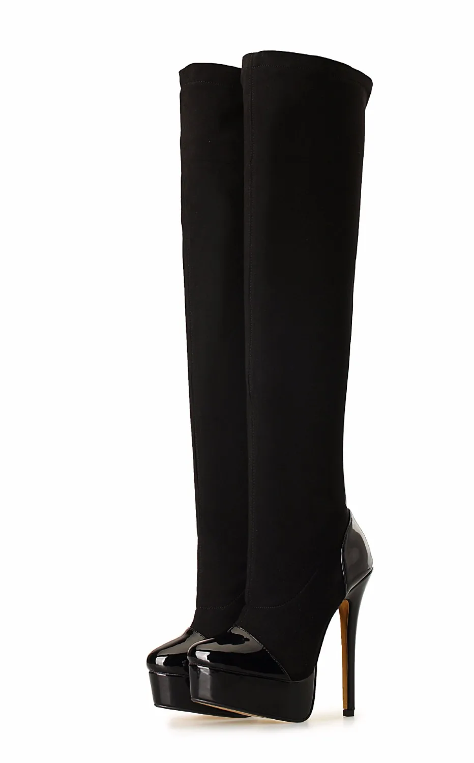 La Americano Motocicleta Calle Pu Sheepskin Alto Y black Sobre Elástica Impermeable Rodilla Tela Europeo Tacón Súper Black Estilo Botas Cuero E8qxwZptR