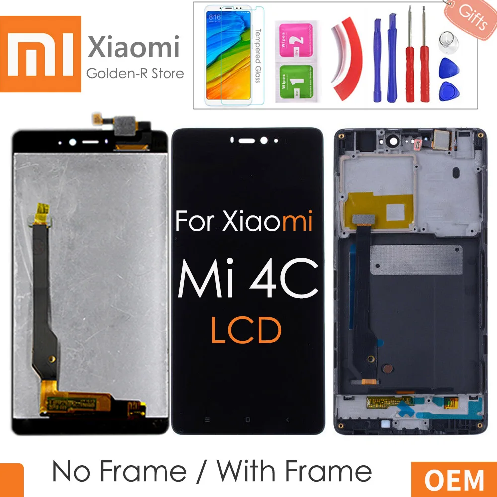 5," AAA качественный ЖК-дисплей для Xiaomi Mi 4c сенсорный ЖК-экран с рамкой для Xiaomi Mi 4C ЖК-дисплей дигитайзер сборка Замена+ подарок