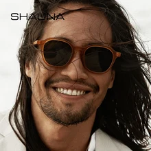 SHAUNA Ins Популярные карамельные цвета Круглые Солнцезащитные очки женские брендовые дизайнерские ретро оранжевые оттенки мужские