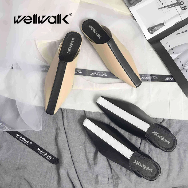 

Wellwalk Women Slippers Ladies Mules Shoes Female Flat Slippers Women Brand Shoes Ladies Designer Slippers Female Mules Spring