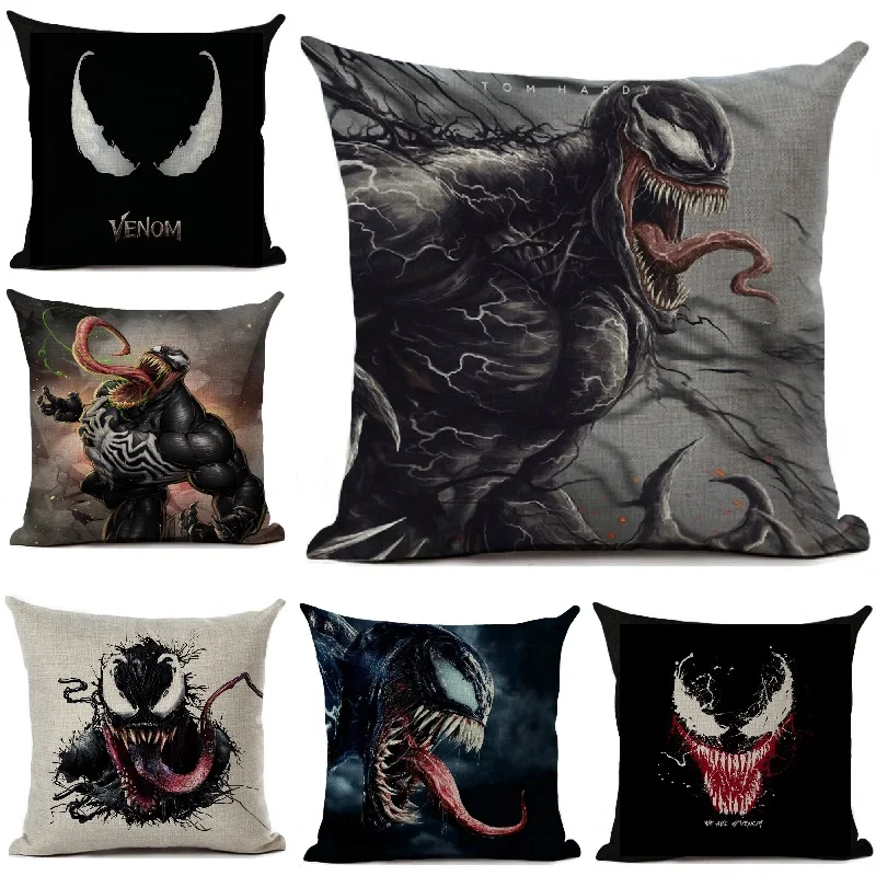 Venom Cushion Cover Linen Throw Pillows Cover Car Sofa Decorative Pillowcase Halloween Home Decoration Cushion 45x45cm