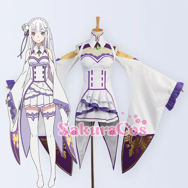 

Re Zero kara Hajimeru Isekai Seikatsu Emilia Cosplay Costume Christmas Dress High Quality Custom Made +Headdress+Socks A