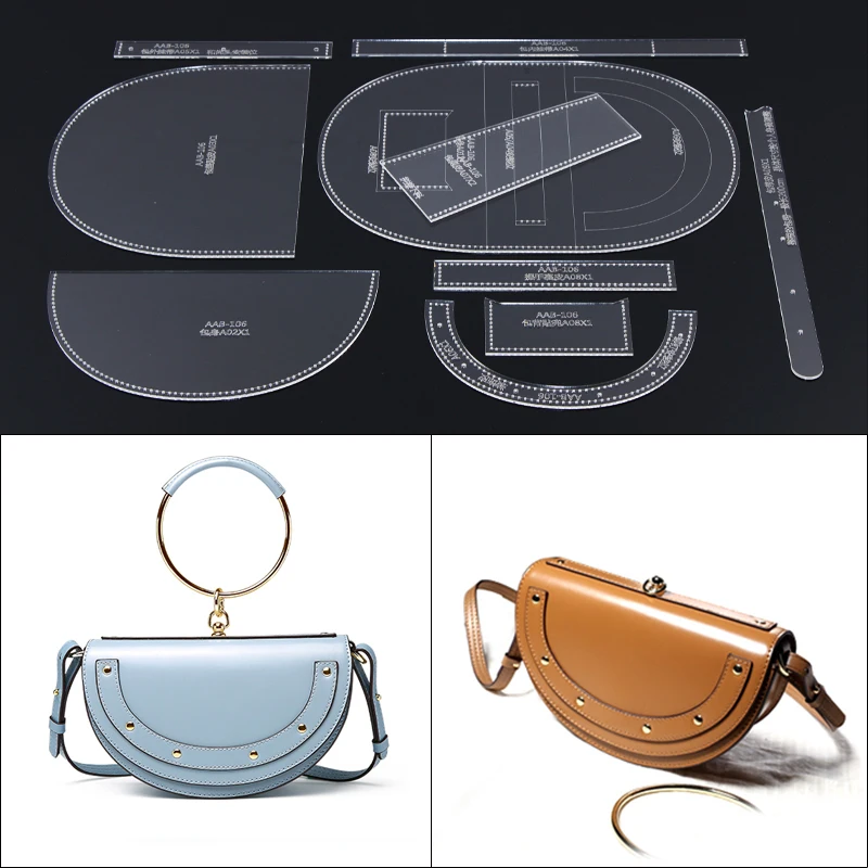 

DIY Lady Handmade Bag Acrylic Template Leather Tool Sewing Semi-circle Bag Shoulder Bag Leather Pattern Template 22*13*6.5cm